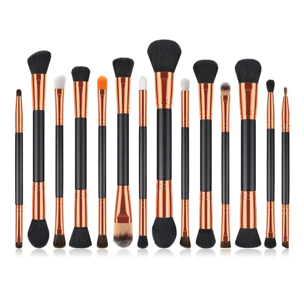 14pcs Two Double Side Head Black Gold Maquillaje Beauty Needs Makeup Brush Set