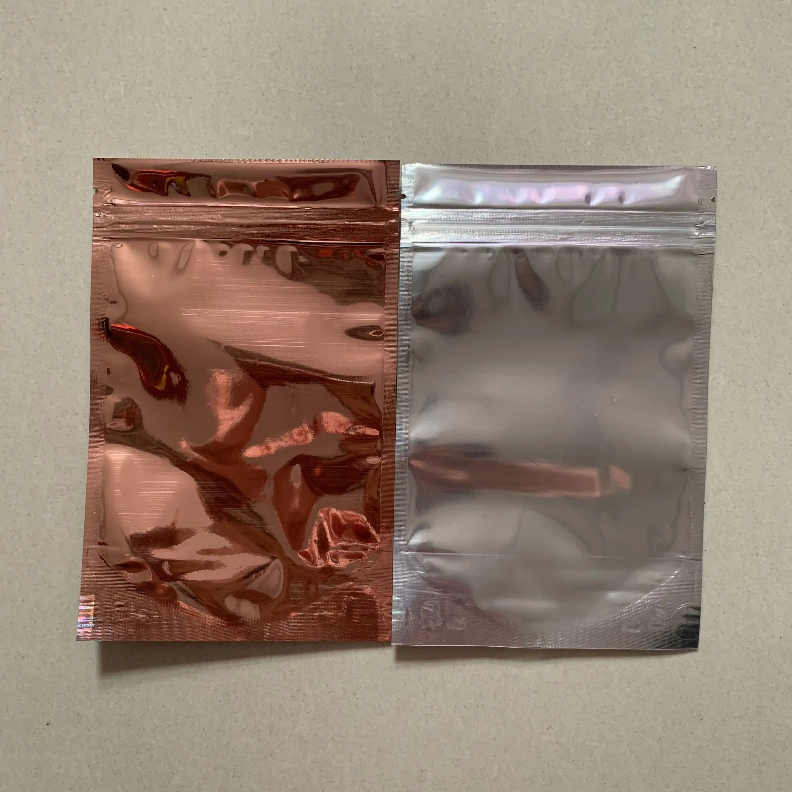 
Custom rose gold color packaging plastic ziplock bag 