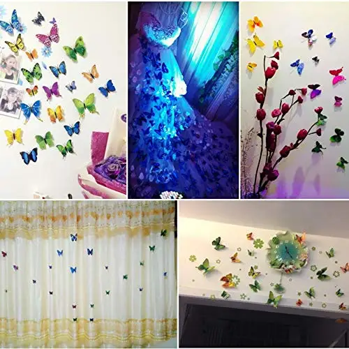 
Butterfly Wall Decal Removable Refrigerator Magnets Mural Stickers 3D Wall Stickers for Kids Nursery Decoration Wall Art Purple 