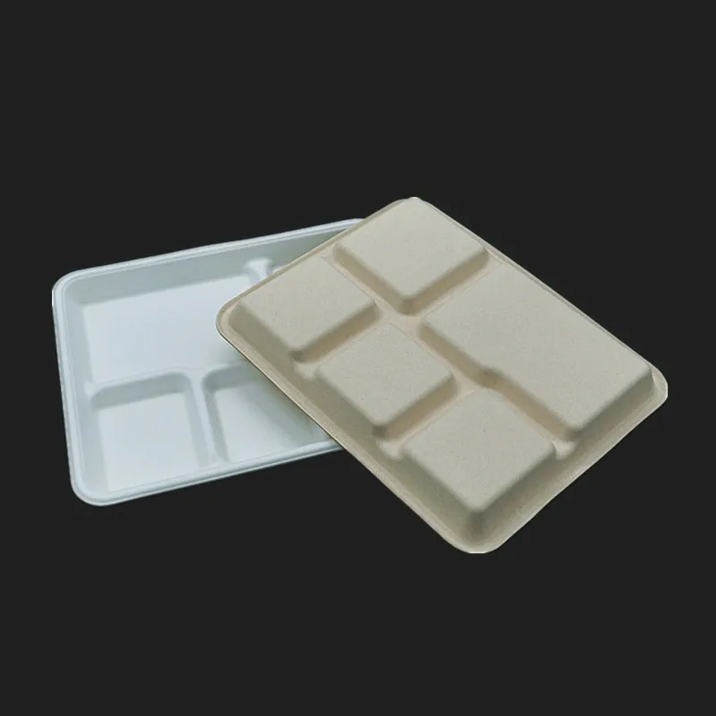 biodegradable cheap bamboo big five compartment tray/dinnerware sets