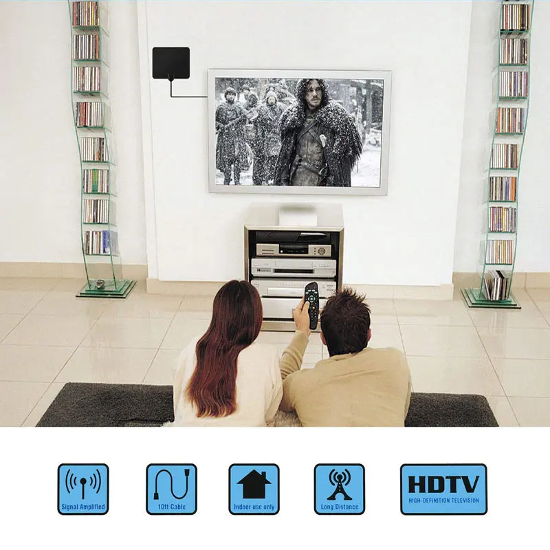 телевизионные антенны ультра тонкий поддержка 1080 P/4 к ТВ 50 Миля Диапазон с сигнала Усилители домашние F разъем