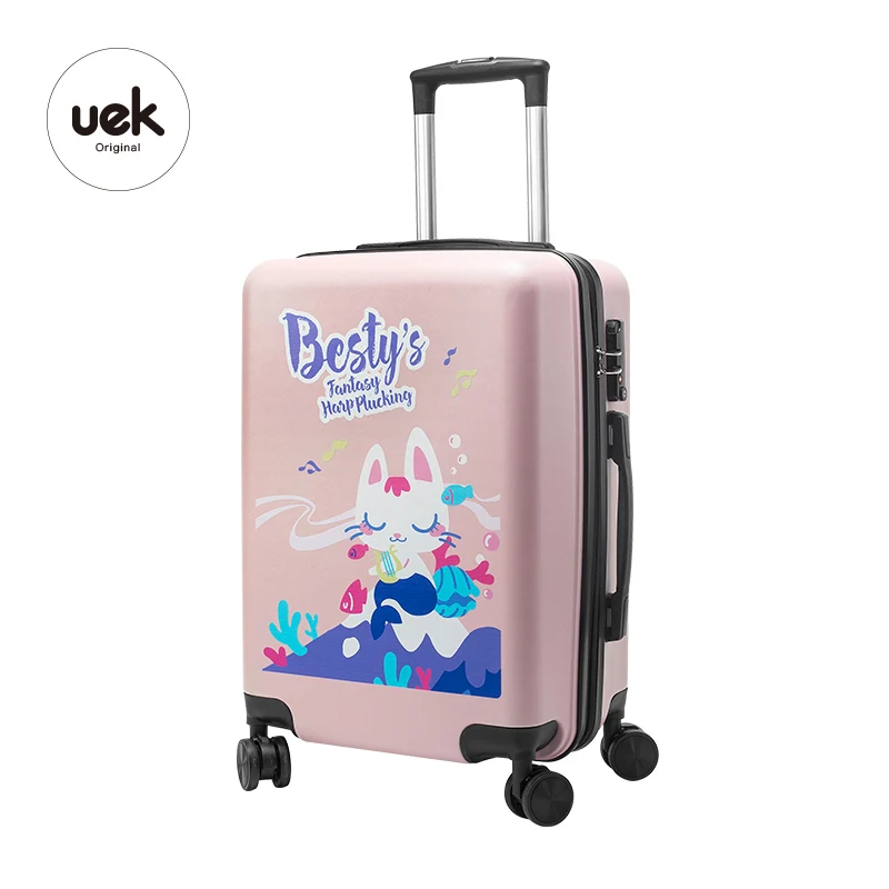 Uek, оптовая продажа, 18 дюймов, милый детский чемодан на колесиках с красочным мультяшным рисунком