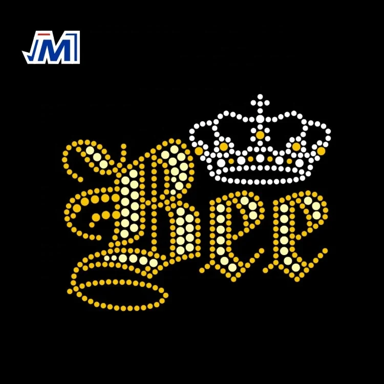 Bling Crown Bee Queen Custom Rhinestone Transfer For T-Shirt Wholesale