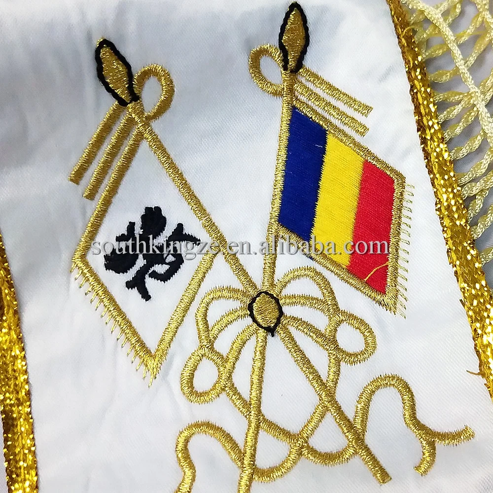 
Masonic Regalia 33rd Scottish Rite 33 Degree Masonic Charm Jewel Wings Up Embroidered Silk Collar 