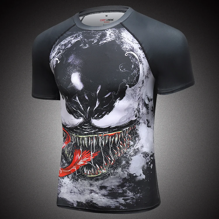 Guangzhou fengrui custom printing  3d venom gym t shirt designer newest sublimation sports  short sleeve t shirt