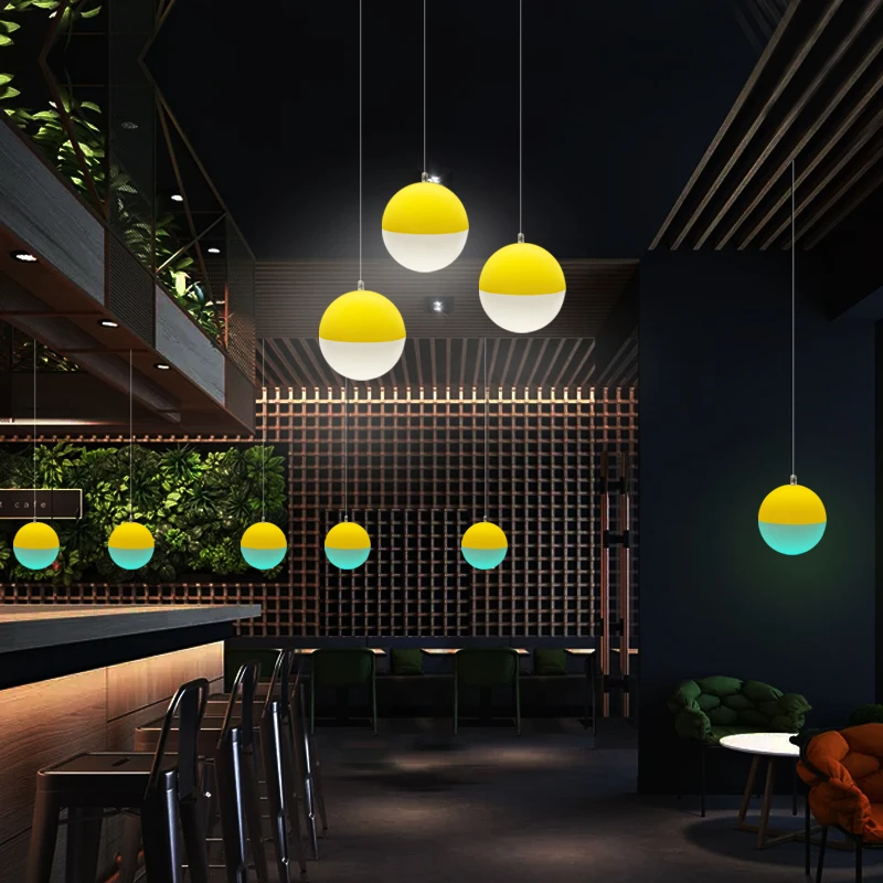 Creative PE plastic OEM different half color ball lamp led hanging ball pendant