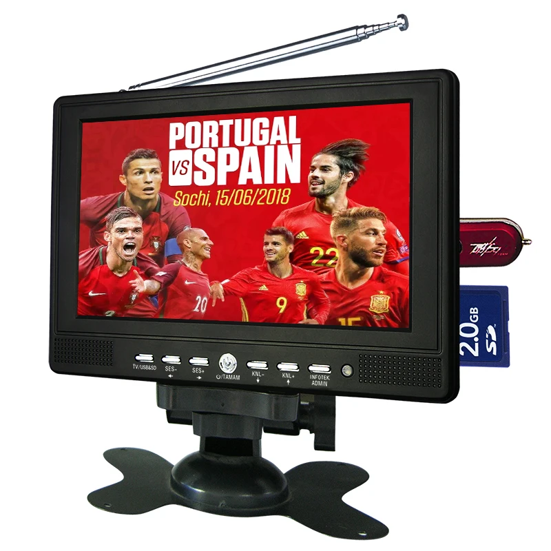 7 дюймов широкий экран портативный телевизор мини-Телевизор светодио дный Tv