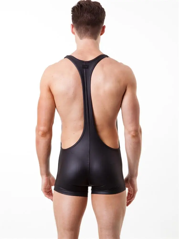 
Wholesale PU Underwear Mens Sexy Undergarments Bodysuits 