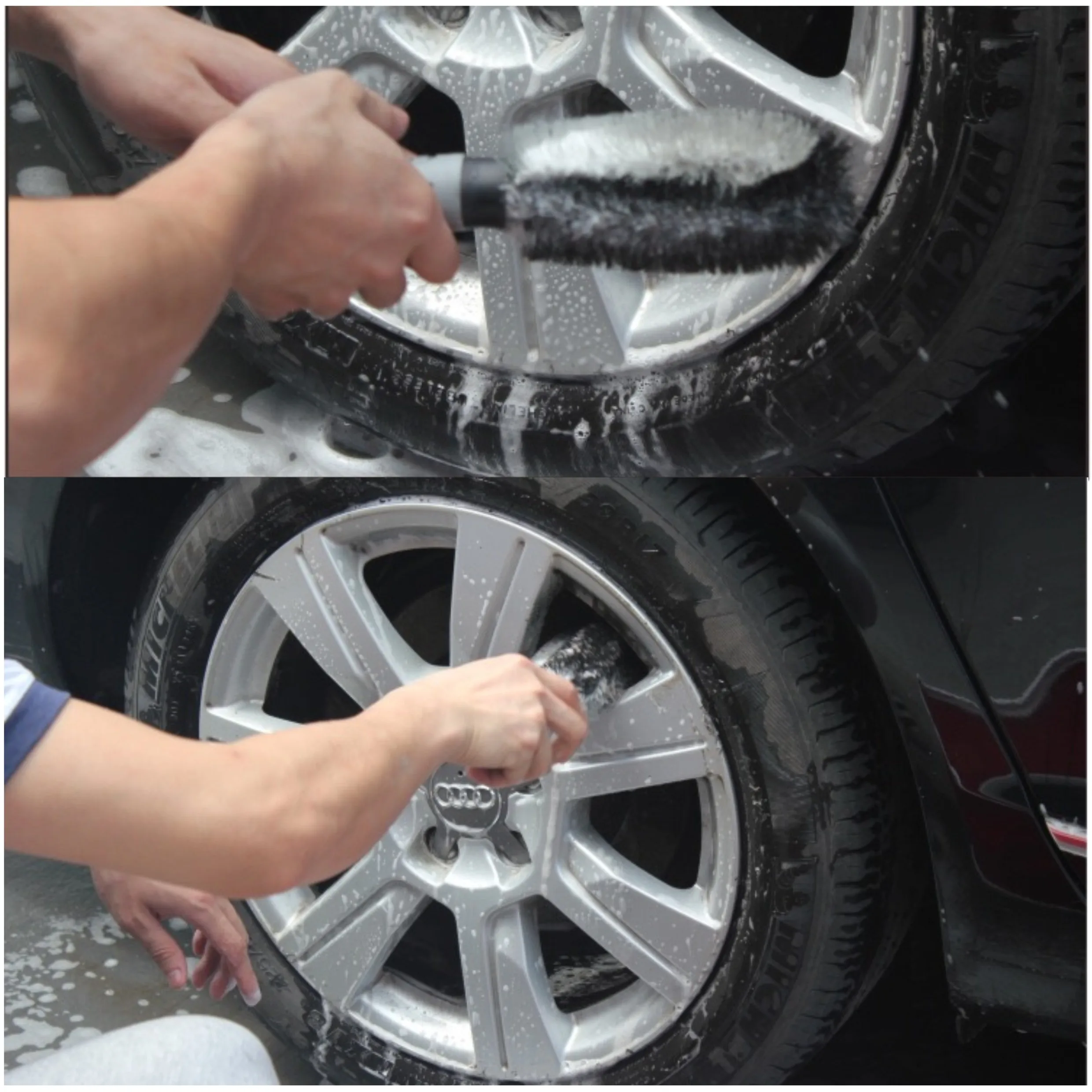 Small Plastic Cleaning Detail Tire Sweeper Brushes Car Water Powered Wheel Wire Cleaner Nylon Brush Detailing For Cleaning