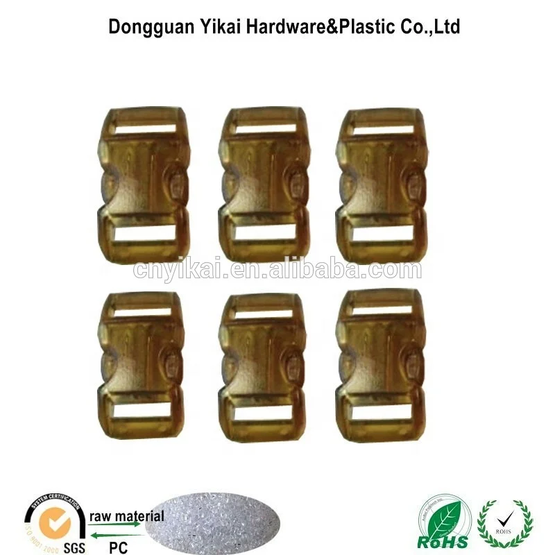 Dongguan YiKai 3/8 transparent side release buckle plastic ,plastic breakaway clasp
