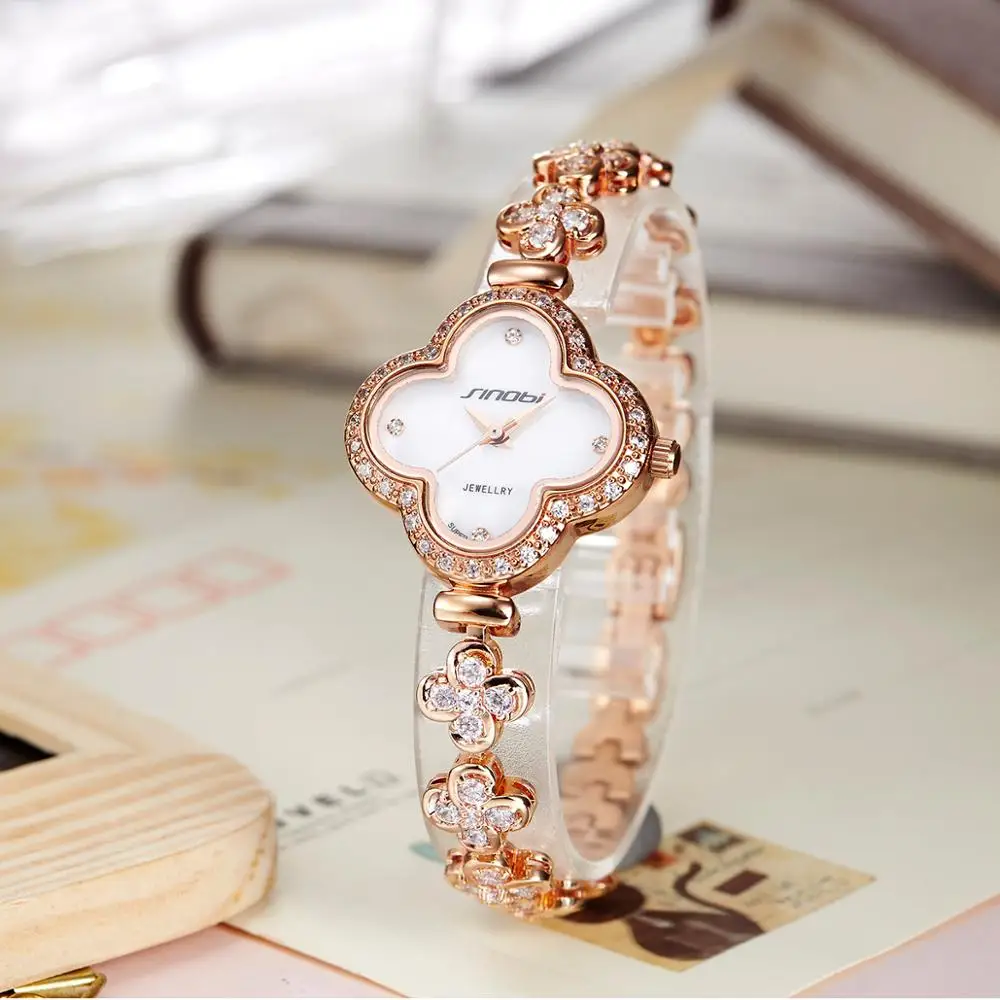 SINOBI Luxury Brand Diamond Unique Case Women Watches Fashion Bracelet Ladies Watch Jewelry Watch Women Clock Montre Femme
