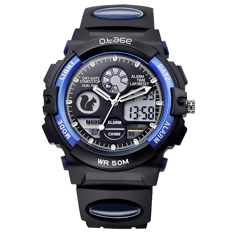 
wholesales christmas children Electronic sport watch for students kids teenagers with LED night light Black 