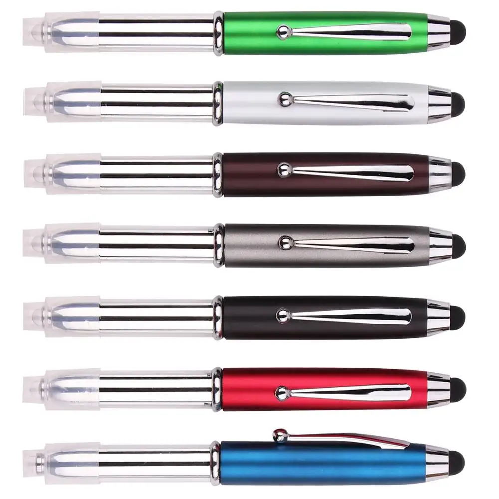 Cheap 3 in 1 pen with stylus light up pen customized logo promotional pen light