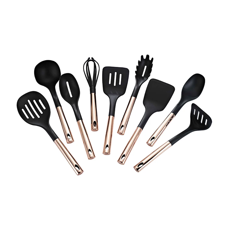 
Custom Wholesale Private Label Nylon Heat Resistant Non-Stick Cooking Silicone Kitchen Utensil Set 