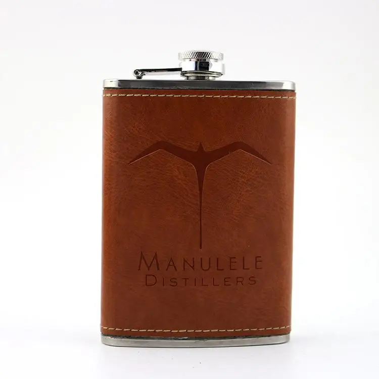 
6 oz 7 oz 8 oz promotion custom stainless steel pu leather whiskey hip flask 