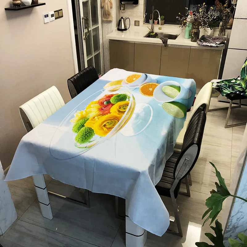 
Fruit And Flower Design Waterproof Dinning Tablecloth 3D Printed Rectangle Tablecloth For Young People 