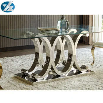 Bigger size tempered glass stainless steel dining table
