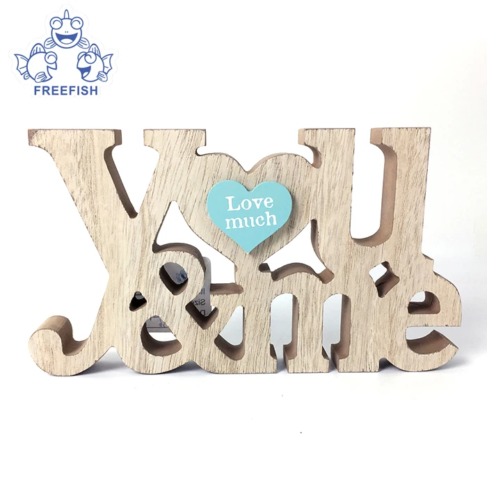 Wooden decorative home family desktop word letters standing block