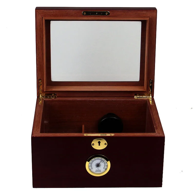 
Bulk stock for wholesale Luxury piano lacquer spanish cedar cigar humidor wood box with glass window and lock 
