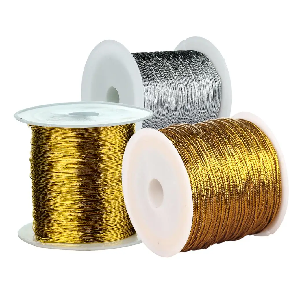 40-50m Wholesale golden silver 1mm 1.2mm silk thread cord for jewelry making Finding