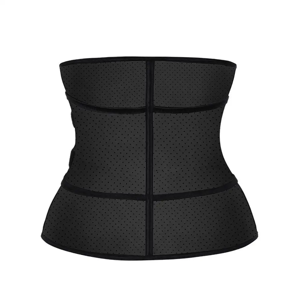 Women  breathable Double Adjustable Workout Waist Trainer Corset Trimmer Belt Zipper 7 steel boned latex Waist Trainer