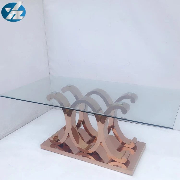 Bigger size tempered glass stainless steel dining table