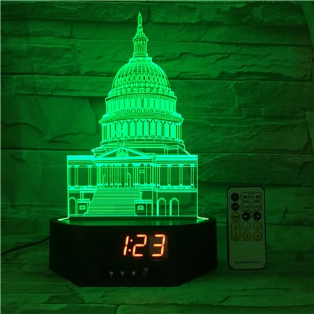 Tourist Attractions Type Innovative Time Alarm Clock LED Illusion Night Light Acrylic 3D Lamp