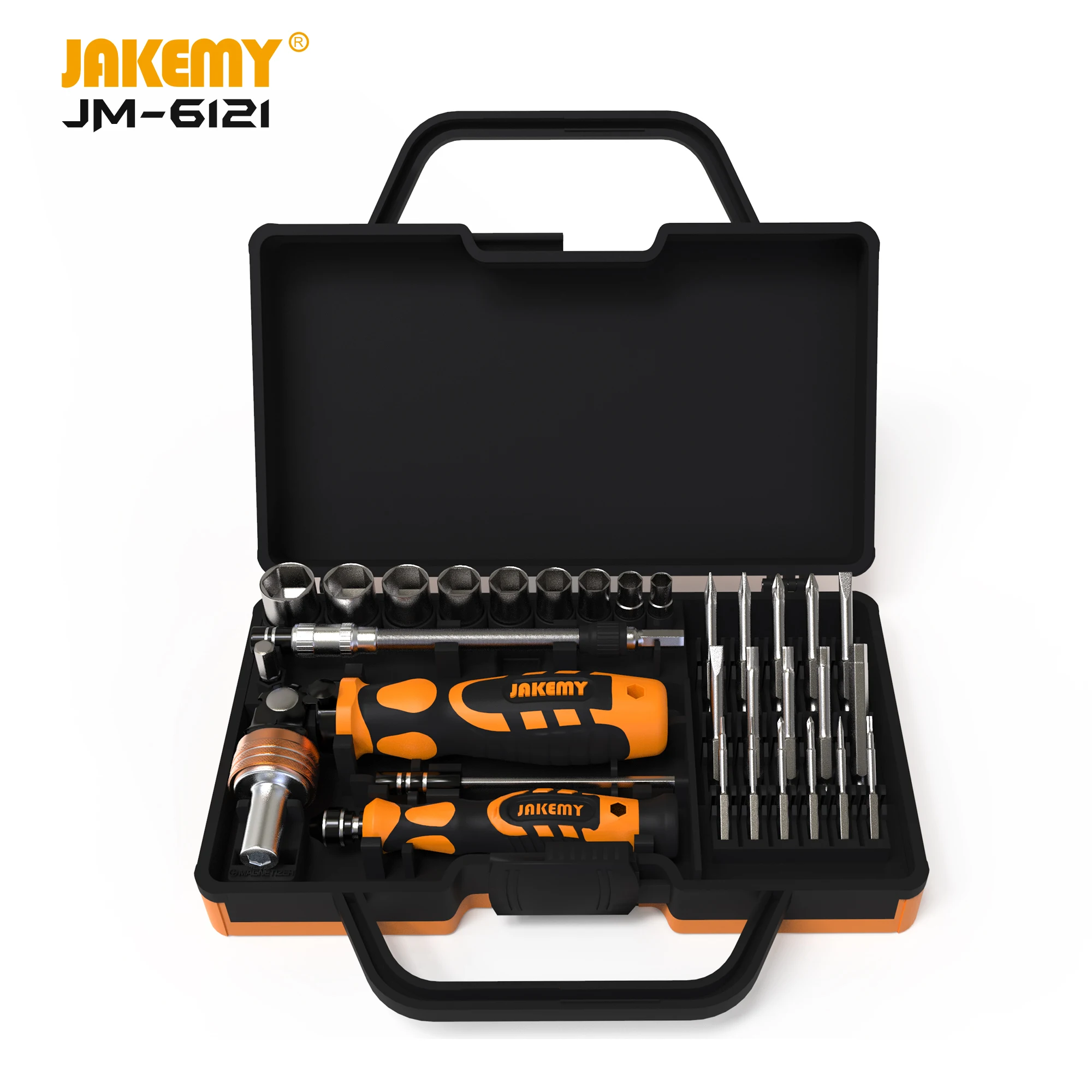 JAKEMY JM-6121 portable repair tools 31pcs in 1 professional diy repair tool kit ratchet screwdriver set for computer