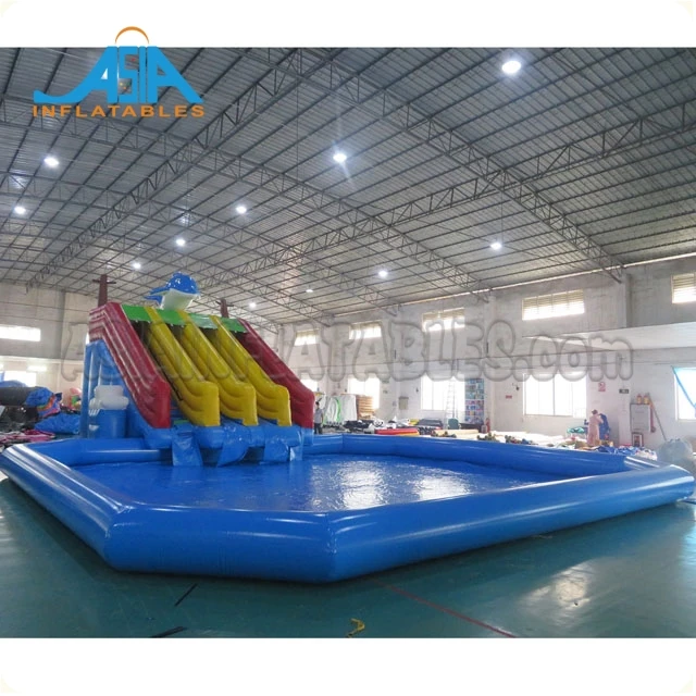 Big inflatable water slides with pool, commercial  inflatable water park for sale