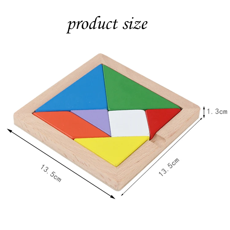 Custom colorful wooden magnetic  tangram puzzle educational toy eva tangram pieces set for kids