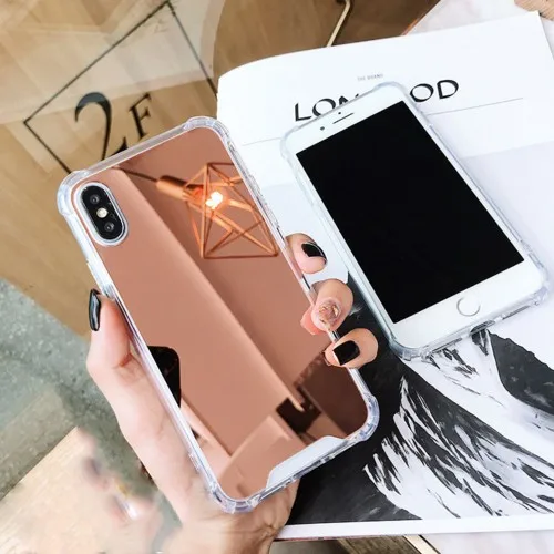 Luxury Mirror case For iphone XS Max XR Cover silicone soft TPU shockproof case for iPhone/Samsung Phone cover