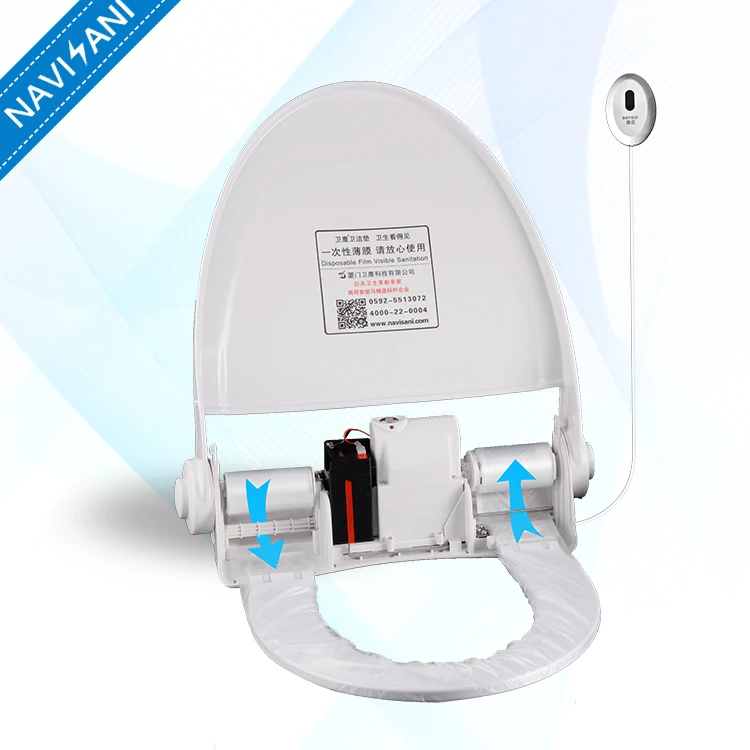 Automatic self-clean disposable one time use sanitary toilet seat cover for public sanitation solution in Airport Railway