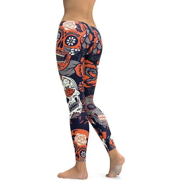 Wholesale 92 polyester 8 spandex buttery super soft skull printing milk silk 3d leggings for women