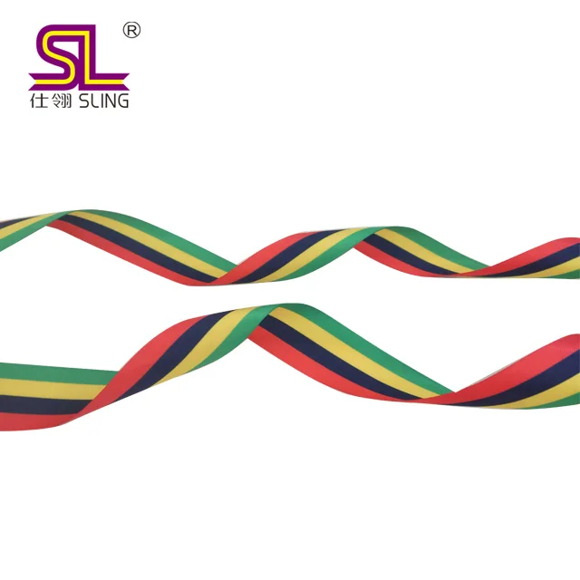 Stripe gift wrapping ribbon red blue yellow green custom Mauritius national flag ribbon