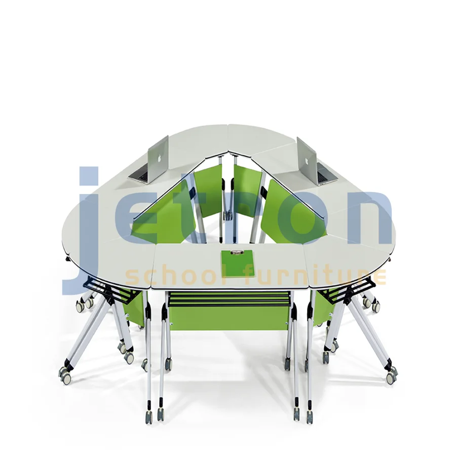 
Sturdy and convenient fan-shaped foldable wood table splicing 