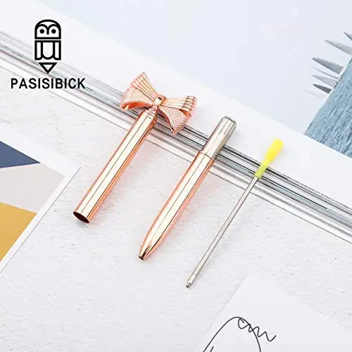 Butterfly Ballpoint Pens,3 Pcs Rose Gold and Silver Metal Pens with Black Ink