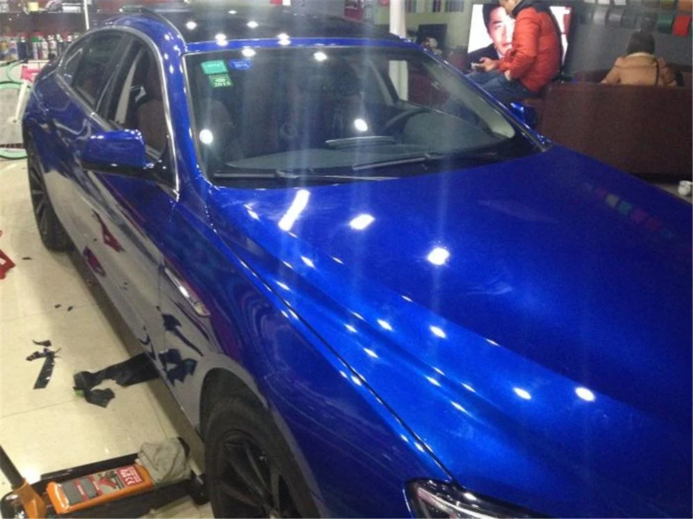 Premium midnight blue High Gloss Metallic Glossy Speed Car Vinyl Wrapping Film Flexible and Stretchable PVC