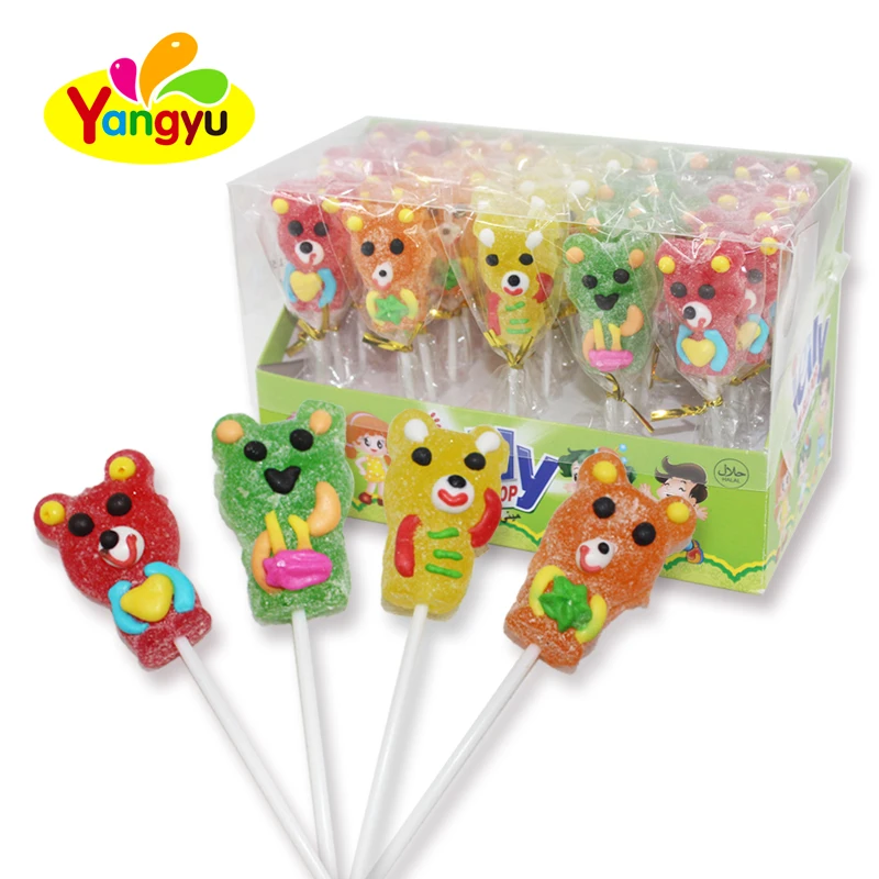 Bear Shape Fruits Jelly Lollipop Gummy Lollipop Sweet