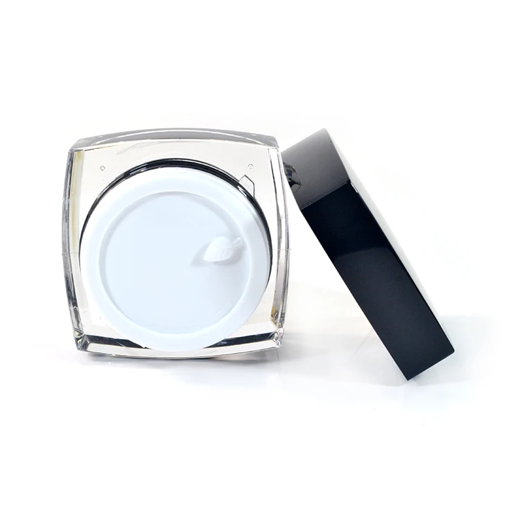 Wholesale good quality 5g 10g 15g 30g 50g square empty acrylic double wall cosmetic black cream jar with double sprial cap
