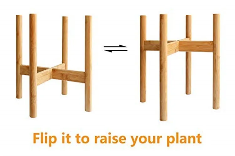 Wholesale Custom Logo Adjustable Mid-Century Bamboo Flower Pot Plant Holder X Shape Indoor Decorative