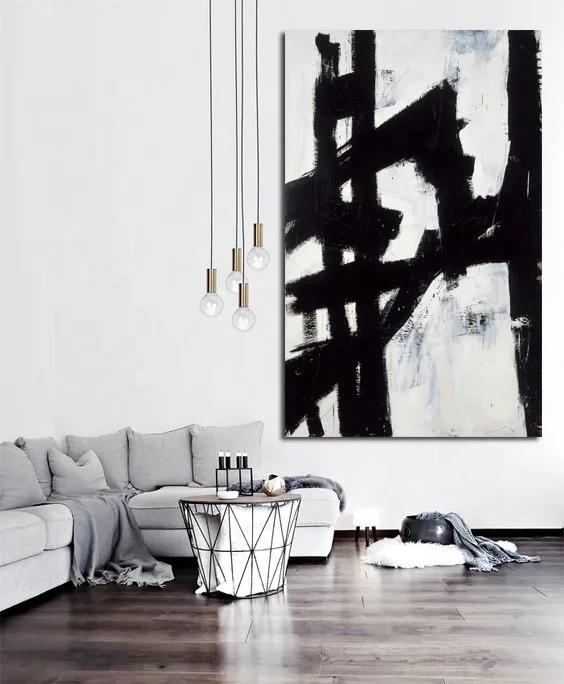 Modern style black and white abstract oil painting high quality 100% handpainted wall art canvas painting for home decoration