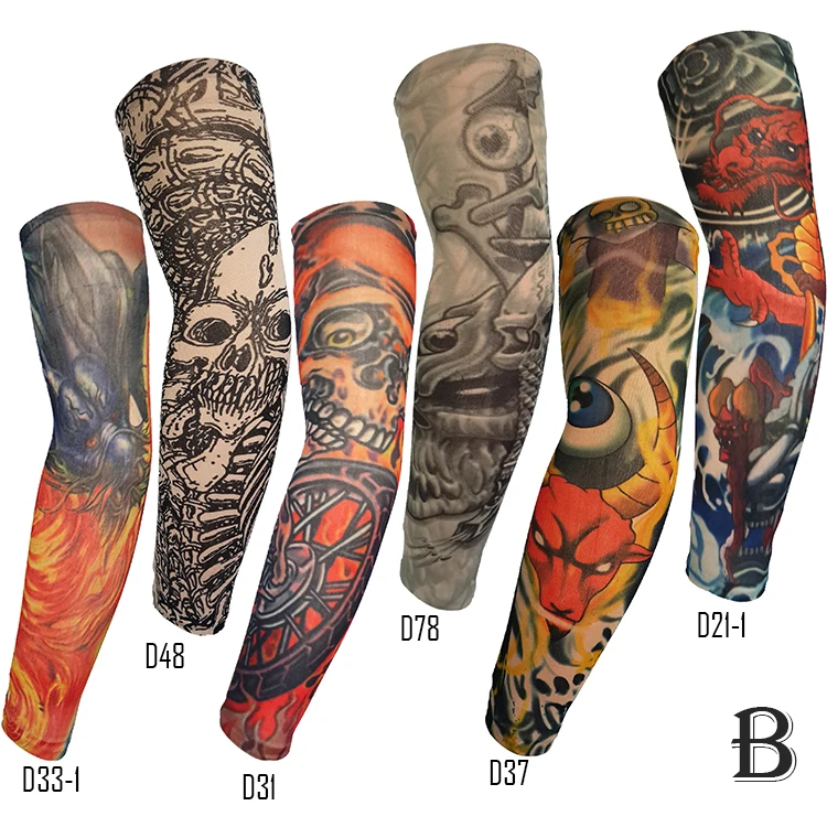 Temporary Tattoo Arm Sleeves Arts Slip on Arm Sunscreen Sleeves Body Art Stockings Protector sun protection arm sleeves