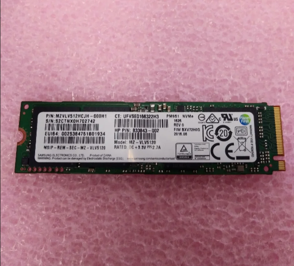 833843-002 MZVLV512HCJH-000H1 для HP SAMSUNG PM951 512 ГБ M.2 NVMe SSD