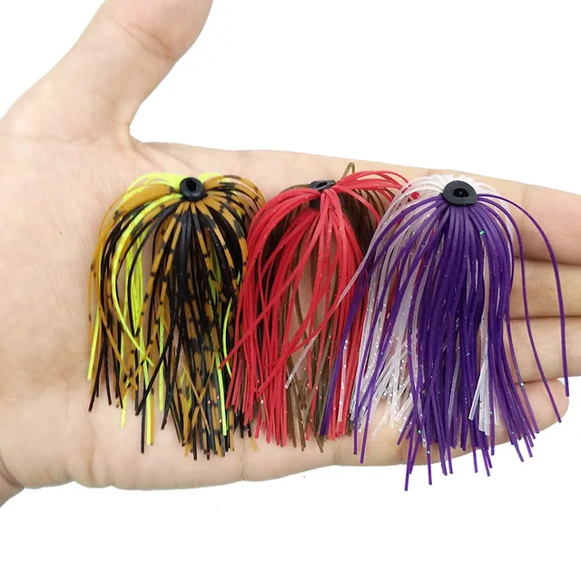 10pcs/Bag Fishing Rubber Jig Skirts 50 Strands Silicone Skirts Soft Lure Wire Fishing Tackle Fish Accessory
