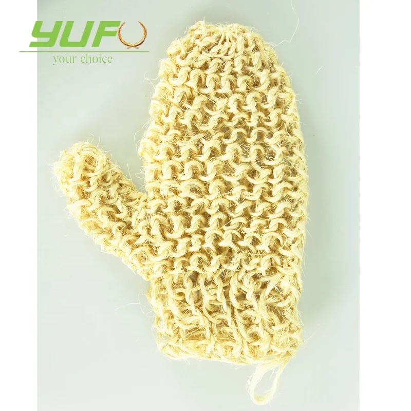 Soft sisal bath glove for massage woven by hand