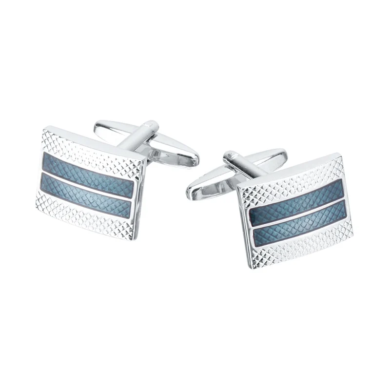 Simple Square Indigo Enamel Cufflinks for Mens