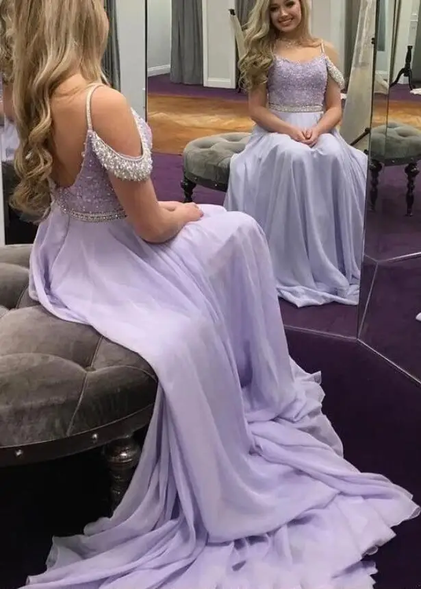 Lavender Pakistani Heavy Beaded Wholesale Chiffon Teen Prom Dresses