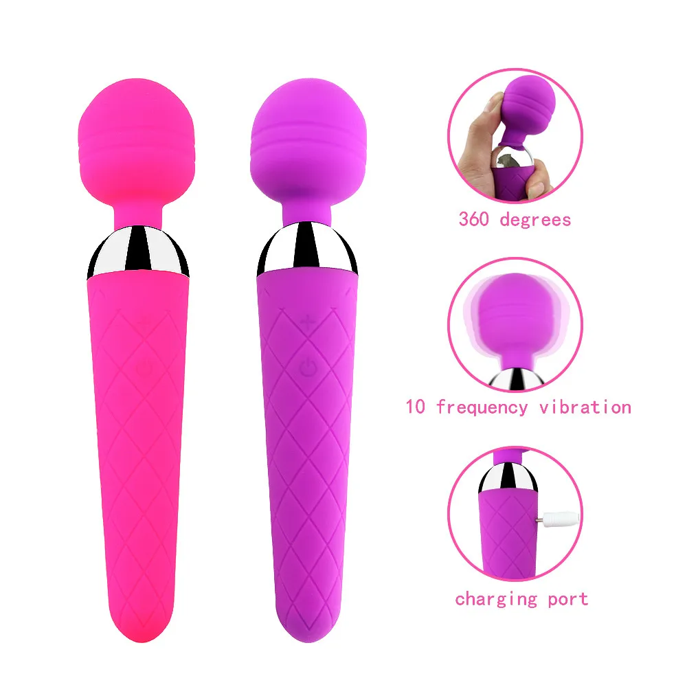 Powerful Pussy Wand Massager Vibrator USB Rechargeable Massager Vibrators AV Magic Fairy Wand Massager