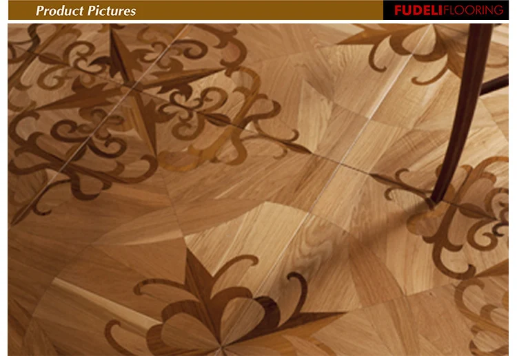 FUDELI Oak Parquet Engineered Wooden Flooring Luxury Chinese Graphic Design Modern Indoor Office Building More Than 5 Years