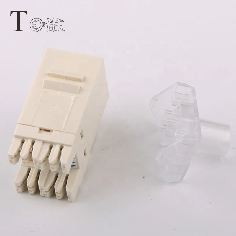 TOM-KJ-5 CAT5E/C6 UTP keystone jack 110IDC type, 180 degree telecom communication White Wall Module Cat6 RJ45 UTP Keystone Jack